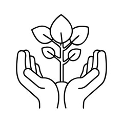 hands holding tree icon, hands holding tree line art - simple line art of hands holding tree, perfect for hands holding tree logos and icons