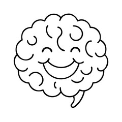 happy brain icon, happy brain line art - simple line art of happy brain, perfect for happy brain logos and icons