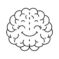 happy brain icon, happy brain line art - simple line art of happy brain, perfect for happy brain logos and icons