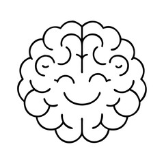 happy brain icon, happy brain line art - simple line art of happy brain, perfect for happy brain logos and icons