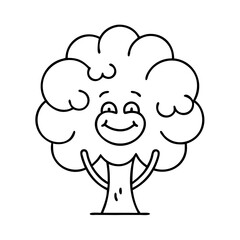 happy tree icon, happy tree line art - simple line art of happy tree, perfect for happy tree logos and icons