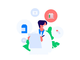 Medical characters fighting the epidemic flat vector concept operation hand drawn illustration
