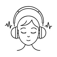 headphones for calm music icon, headphones for calm music line art - simple line art of headphones for calm music, perfect for headphones for calm music logos and icons