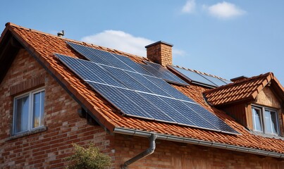 Residential rooftop with solar panels