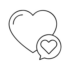 heart and speech bubble icon, heart and speech bubble line art - simple line art of heart and speech bubble, perfect for heart and speech bubble logos and icons