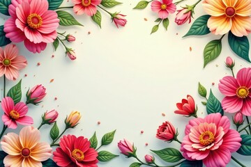 Fototapeta premium Intricate floral pattern, vibrant blooms on a soft background, flowers, style, design