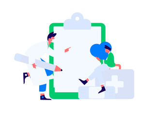 Medical characters fighting the epidemic flat vector concept operation hand drawn illustration
