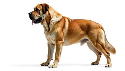 Obraz premium Majestic mastiff, powerful stance, white background, canine, large, portrait