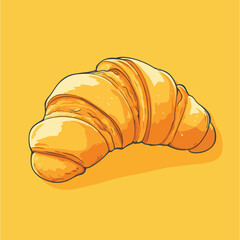 cartoon Croissant no details solid background bright