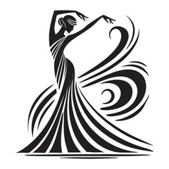 Elegant Dancer Silhouette in Dynamic Pose