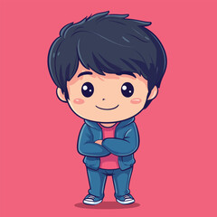 cute Actress boy mascot pfp cartoon no details solid background bright