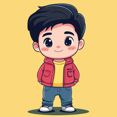 cute Actress boy mascot pfp cartoon no details solid background bright