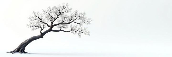 Fototapeta premium Single isolated branch with smooth gray trunk, branches, tree, element