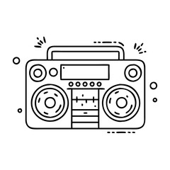 hip hop boom box icon, hip hop boom box line art - simple line art of hip hop boom box, perfect for hip hop boom box logos and icons