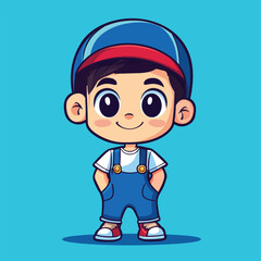 cute Actress boy mascot pfp cartoon no details solid background bright