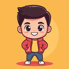 cute Actress boy mascot pfp cartoon no details solid background bright