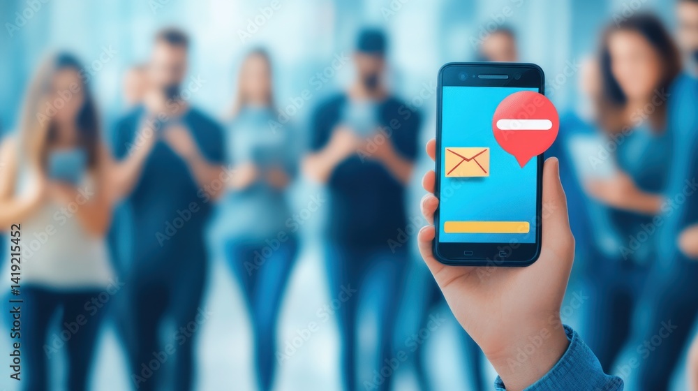 Aufkleber mobile phone displaying a blocked email notification