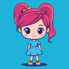 cute Actress girl mascot pfp cartoon no details solid background bright