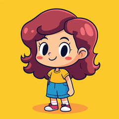 cute Actress girl mascot pfp cartoon no details solid background bright