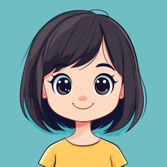 cute Actress girl mascot pfp cartoon no details solid background bright