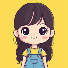 Obraz premium cute Actress girl mascot pfp cartoon no details solid background bright