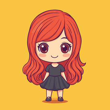 cute Actress girl mascot pfp cartoon no details solid background bright