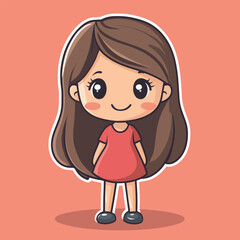 Fototapeta premium cute Actress girl mascot pfp cartoon no details solid background bright