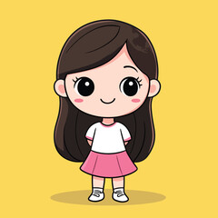 cute Actress girl mascot pfp cartoon no details solid background bright