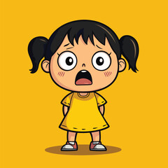 cute afraid girl mascot pfp cartoon no details solid background bright