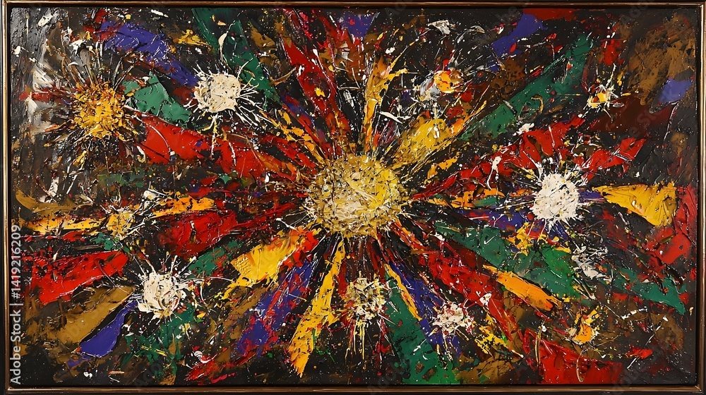 Aufkleber vibrant explosion of color and energy in abstract art design dynamic fluid and experimental digital 