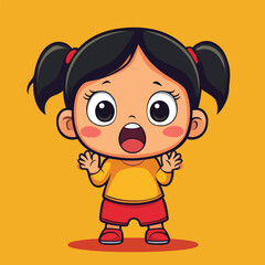 cute afraid girl mascot pfp cartoon no details solid background bright