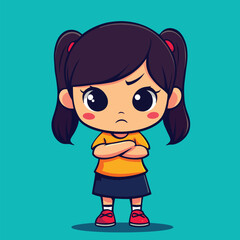 cute afraid girl mascot pfp cartoon no details solid background bright