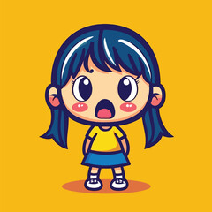 cute afraid girl mascot pfp cartoon no details solid background bright