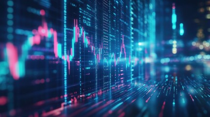 Fototapeta premium Futuristic financial data visualization on a digital screen