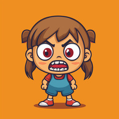 cute afraid girl mascot pfp cartoon no details solid background bright