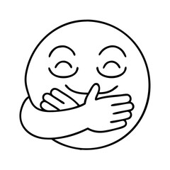hug emoji icon, hug emoji line art - simple line art of hug emoji, perfect for hug emoji logos and icons