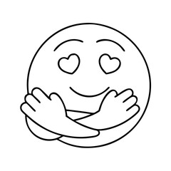 hugging smiley face icon, hugging smiley face line art - simple line art of hugging smiley face, perfect for hugging smiley face logos and icons