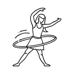 hula hoop dancer icon, hula hoop dancer line art - simple line art of hula hoop dancer, perfect for hula hoop dancer logos and icons