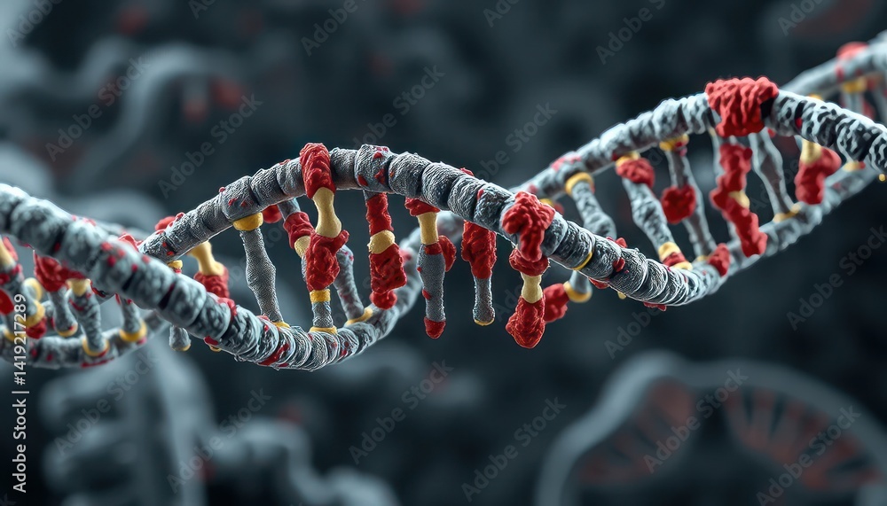 Poster detailed 3d render of dna double helix structure