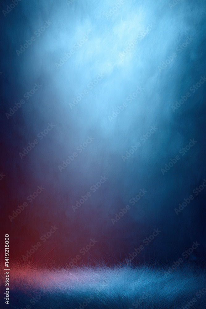 Poster abstract background with a blend of blue and red light, creating a serene yet dramatic ambiance