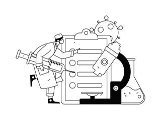 Medical characters fighting the epidemic flat vector concept operation hand drawn illustration
