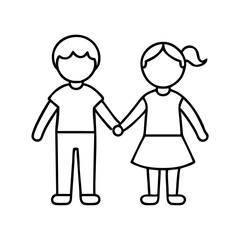 kids holding hands icon, kids holding hands line art - simple line art of kids holding hands, perfect for kids holding hands logos and icons