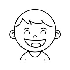 kid with big smile icon, kid with big smile line art - simple line art of kid with big smile, perfect for kid with big smile logos and icons