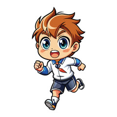 Naklejka premium Cartoon boy running in school uniform