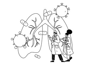 Medical characters fighting the epidemic flat vector concept operation hand drawn illustration
