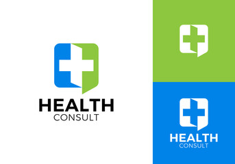Obraz premium simple health chat consult logo vector design concept