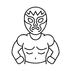 lucha libre wrestler icon, lucha libre wrestler line art - simple line art of lucha libre wrestler, perfect for lucha libre wrestler logos and icons