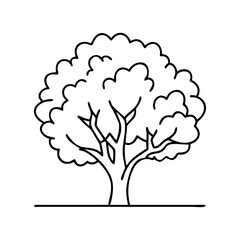 lush green tree icon, lush green tree line art - simple line art of lush green tree, perfect for lush green tree logos and icons
