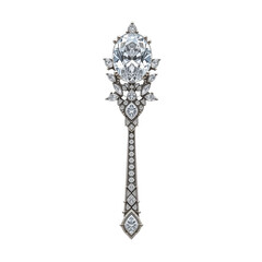 Obraz premium stunning diamond scepter brooch featuring large oval cut diamond surrounded by smaller diamonds, crafted platinum