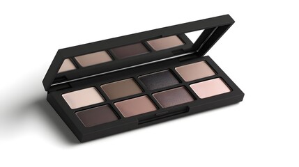 A sleek, black eyeshadow palette featuring a variety of neutral tones. Perfect for daily wear, this versatile makeup essential offers endless looks for all occasions.